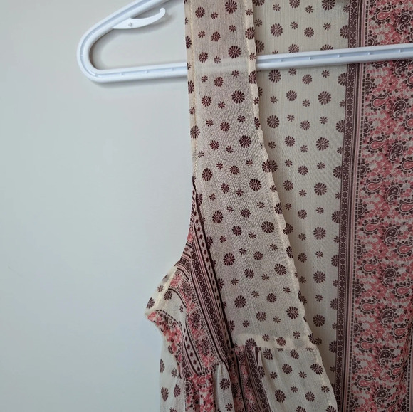 Mudd Pink & Cream Hippie Boho Sheer Duster Sleeveless Cover Up OS / Small Women - Picture 5 of 8